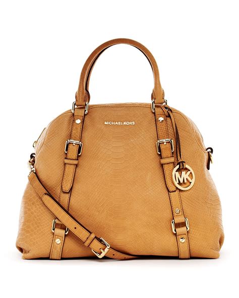 michael kors bedford bowling satchel tan